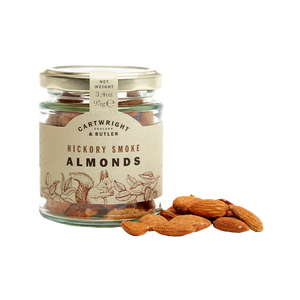 hickory smoked almonds by cartwright and butler in glass jar luxury food gifts